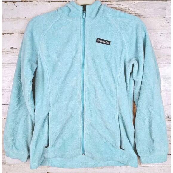 Columbia Girls Sz XL Soft Light Blue Fleece Full Zip Hoodie - Picture 3 of 10